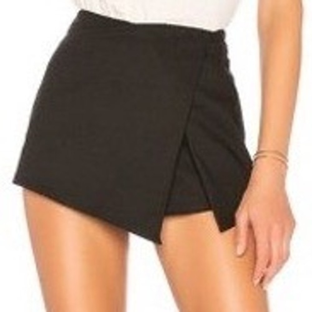 Superdown Black Wrap Front Mini Skort Size Small High Waisted NWT
